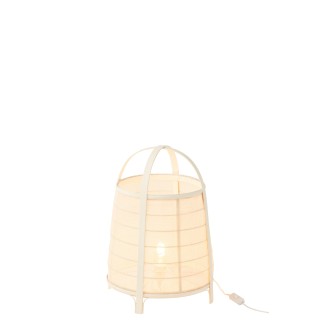 Lampada da tavolo in tessuto e legno beige 36.5x36.5x52.5 cm