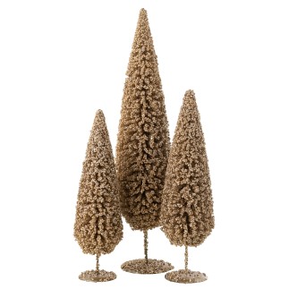 Árbol de Navidad de plástico champán 14x14x54 cm