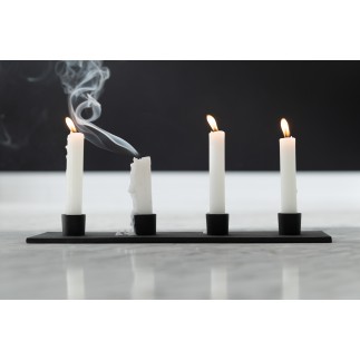 Candelabro em metal preto 41x9x3 cm
