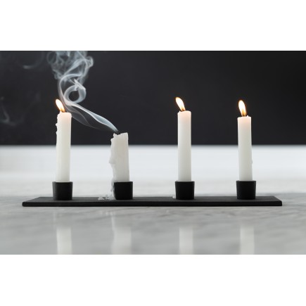 Candelabro em metal preto 41x9x3 cm
