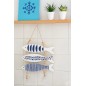 Suspension décorative de poisson en bois bleu 32.5x2x53 cm Suspension décorative de poisson en bois bleu 32.5x2x53 cm