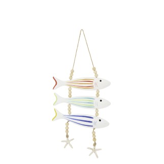Suspension de poissons en bois multicolore 24x2x50 cm