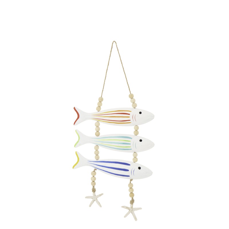 Suspension de poissons en bois multicolore 24x2x50 cm