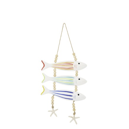 Suspension de poissons en bois multicolore 24x2x50 cm