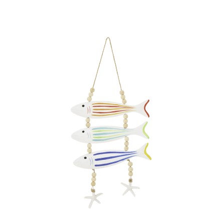 Suspension de poissons en bois multicolore 24x2x50 cm