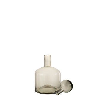 Bouteille avec bouchon en verre gris 22x22x40.5 cm