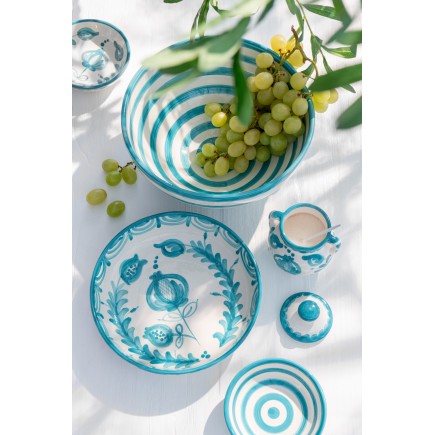Grande insalatiera in ceramica blu mare 40x40x15 cm