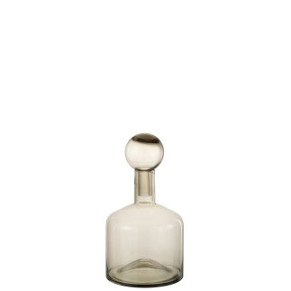 Bouteille avec bouchon en verre gris 22x22x40.5 cm