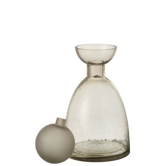 Bottiglia decorativa con tappo in vetro grigio 18x18x34 cm