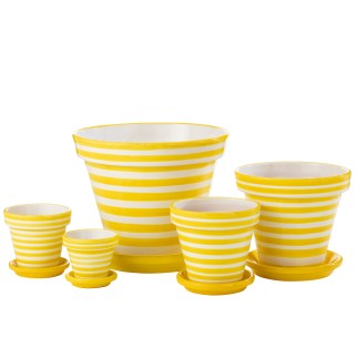 Vaso di fiori con piattino in ceramica gialla 50x50x40 cm