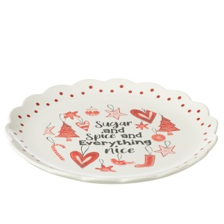 Assiette ronde en céramique rouge 39x4x37 cm