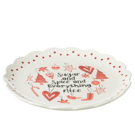 Assiette ronde en céramique rouge 39x4x37 cm