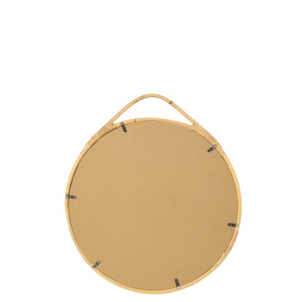 Specchio da parete rotondo con cornice beige 39x44x2 cm