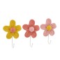 Conjunto de 3 pequenos cabides em poliresina, motivo floral, multicoloridos