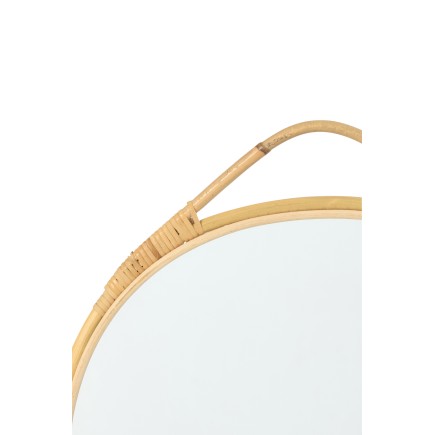 Specchio da parete rotondo con cornice beige 39x44x2 cm