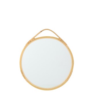 Miroir mural rond avec encadrement beige 39x44x2 cm