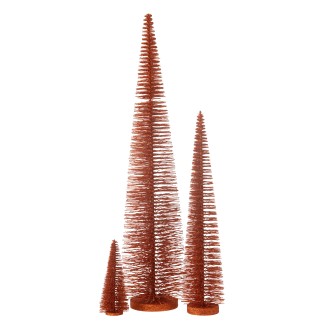 Albero di Natale glitterato in plastica color rame 15x15x61 cm