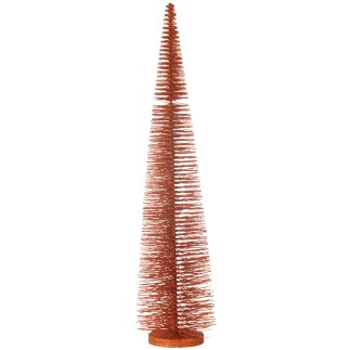 Albero di Natale glitterato in plastica color rame 15x15x61 cm