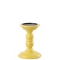 Bougeoir haltère en bois de manguier jaune 12.5x12.5x17.5 cm Bougeoir haltère en bois de manguier jaune 12.5x12.5x17.5 cm