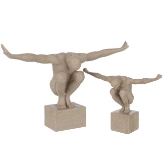Atleta su base in materiale sintetico beige 49x13x33 cm