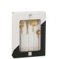 Set de 24 couverts en acier inoxydable doré à manche blanc Set de 24 couverts en acier inoxydable doré à manche blanc