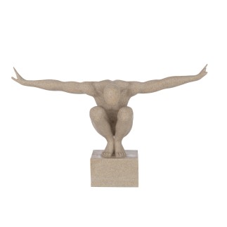 Atleta su base in materiale sintetico beige 49x13x33 cm