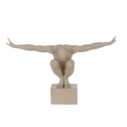 Atleta su base in materiale sintetico beige 49x13x33 cm