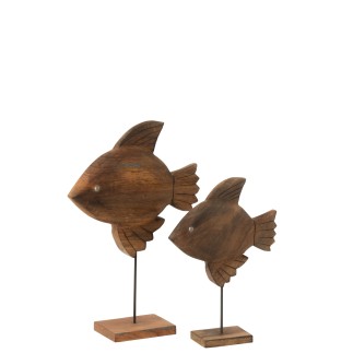 Statuette de poisson en bois de manguier marron 27x9.5x40 cm