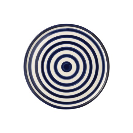 Prato plano em cerâmica azul marinho 34x34x2,5 cm