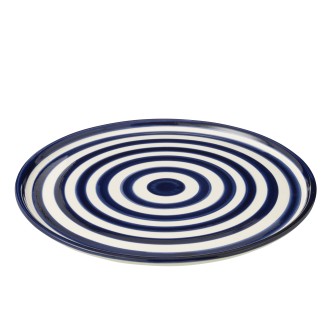 Assiette plate en céramique bleu marine 34x34x2.5 cm
