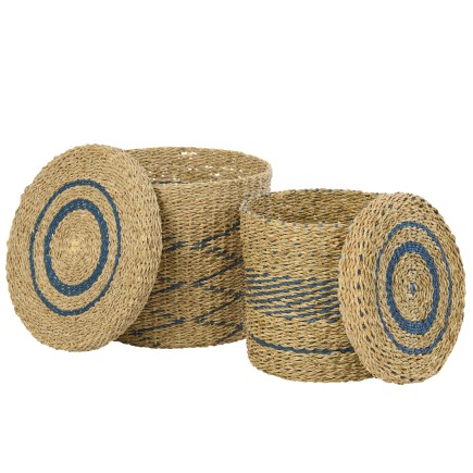 Conjunto de 2 cestos em sisal bege 32x32x29,5 cm