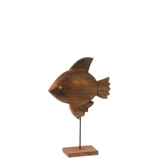 Estatuilla de pez de madera de mango marrón 27x9.5x40 cm