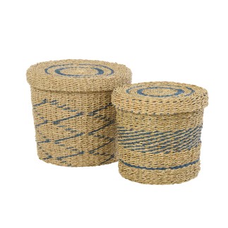 Set di 2 cestini in sisal beige 32x32x29,5 cm