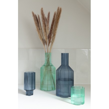 Verre Fiore en Verre Bleu 7.2x7.2x8.2 cm