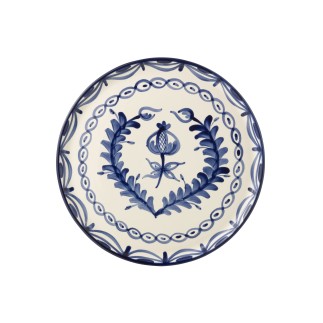 Piatto piano in ceramica blu scuro 34x34x2,5 cm