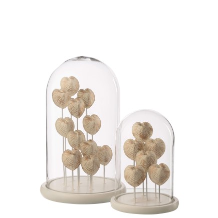 Campainha decorativa com concha de vidro e base branca 23x23x38 cm