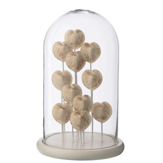 Campana decorativa con concha de cristal y base blanca 23 x 23 x 38 cm