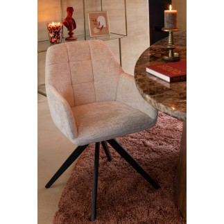 Cadeira lounge em metal bege 58x56,5x85 cm