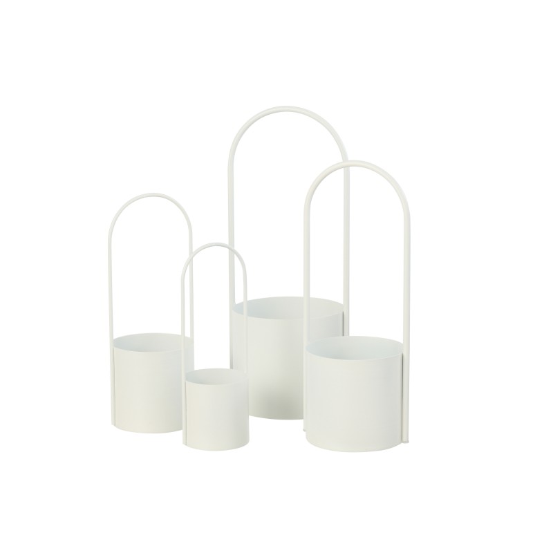Cache-pot avec anse en métal blanc 10x10x30 cm Cache-pot avec anse en métal blanc 10x10x30 cm