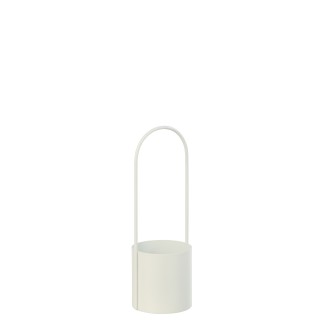 Cache-pot avec anse en métal blanc 10x10x30 cm