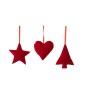 Set de 3 Suspension en textile rouge 13x3x13 cm Set de 3 Suspension en textile rouge 13x3x13 cm