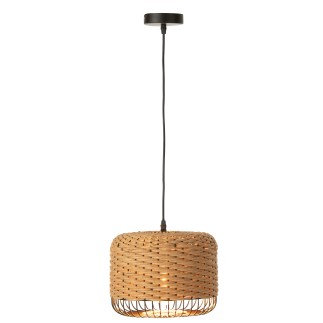 Lampada da soffitto in metallo e fibra beige 27x27x20 cm