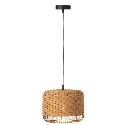 Candeeiro de teto em metal e fibra bege 27x27x20 cm