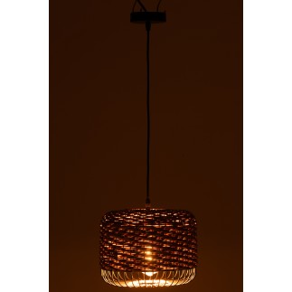 Candeeiro de teto em metal e fibra bege 27x27x20 cm