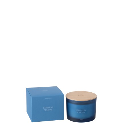 Vela perfumada «Embruns Marins» en tarro azul 11,5 x 11,5 x 10 cm
