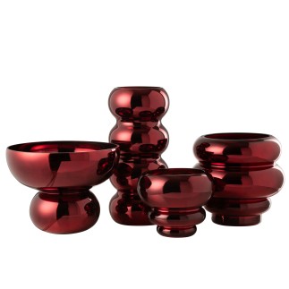 Vase sur pied en verre rouge 23x23x17.5 cm