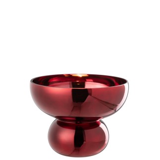 Vase sur pied en verre rouge 23x23x17.5 cm