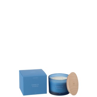 Vela perfumada «Embruns Marins» en tarro azul 11,5 x 11,5 x 10 cm