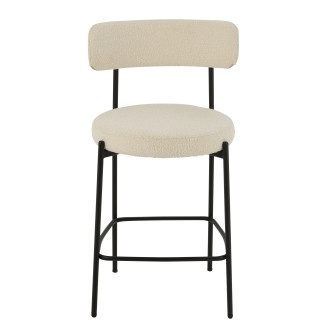 Cadeira de bar em tecido branco 53x48x97 cm