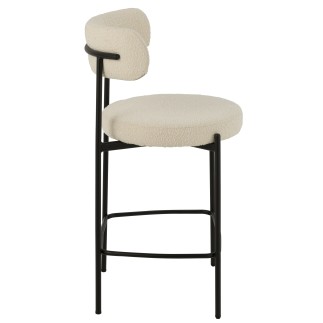 Cadeira de bar em tecido branco 53x48x97 cm